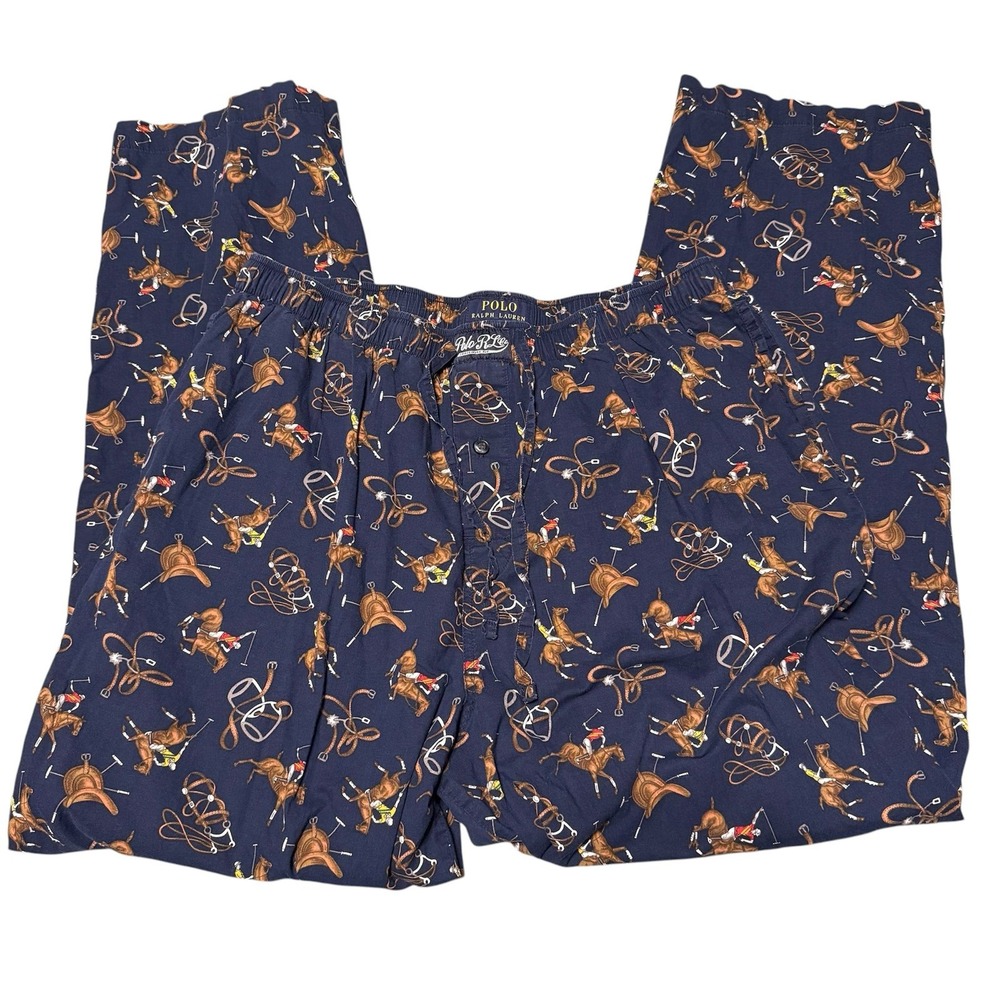 Polo Ralph Lauren Mens Cotton Navy Lounge Pajama Pants Horse & Jockey large